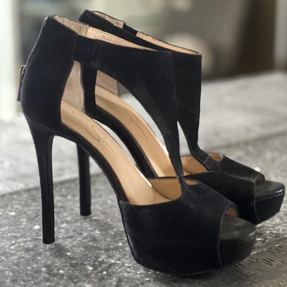 Jessica Simpson Women's Black Carideo T-Strap Platform Pumps - Picture 1 of 1
